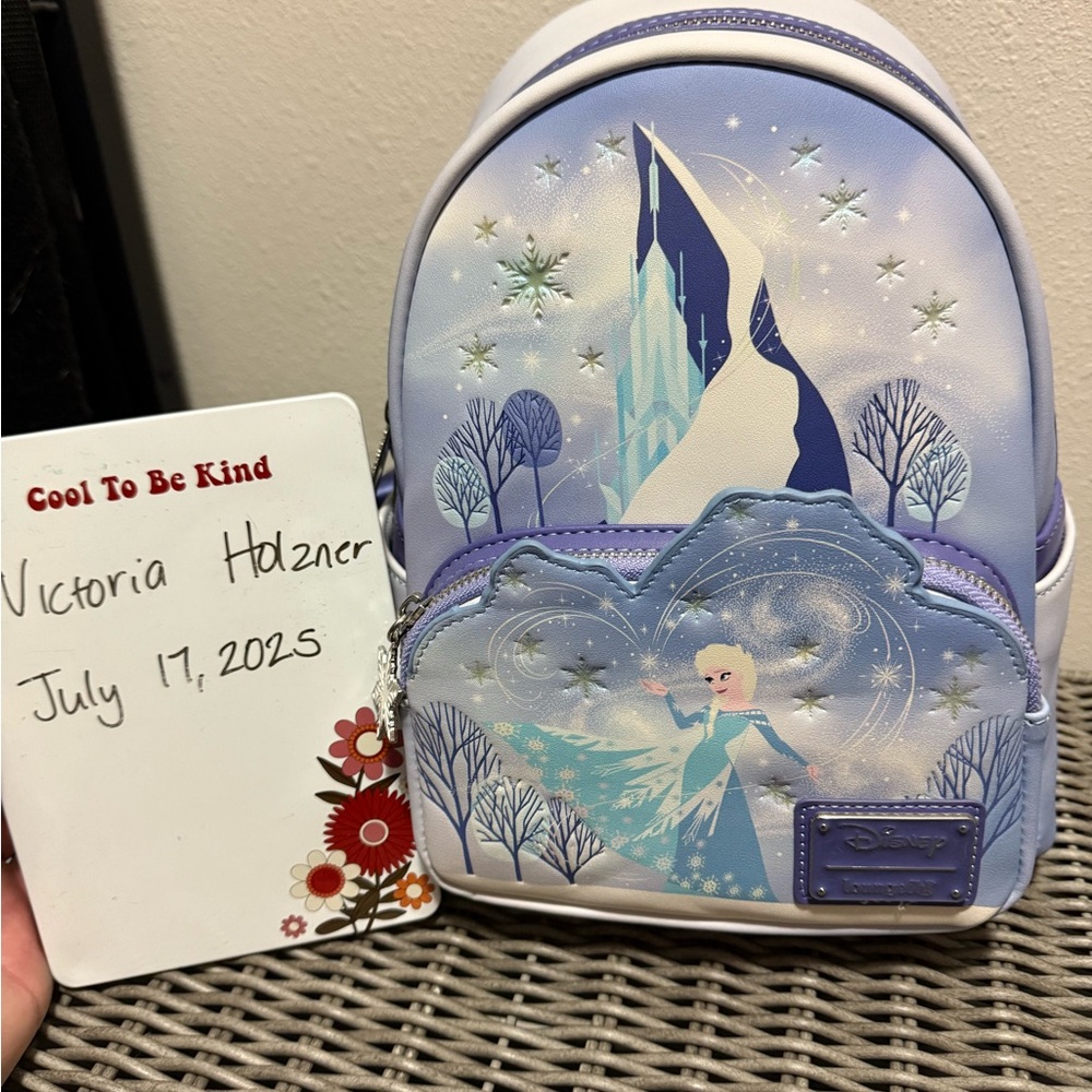 Disney Loungefly Purple and Blue Snowflake Backpack
